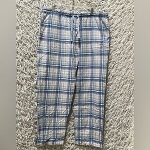 Sleep Sense Blue and White PORTUGUESE Flannel PLAID SLEEP PANTS WOMEN SIZE XL